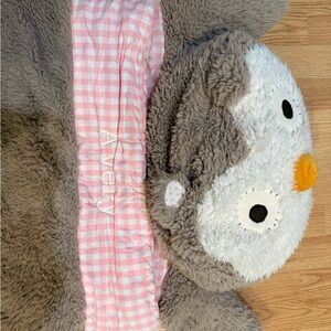 Pink and Gray Owl Plush sleeping mat